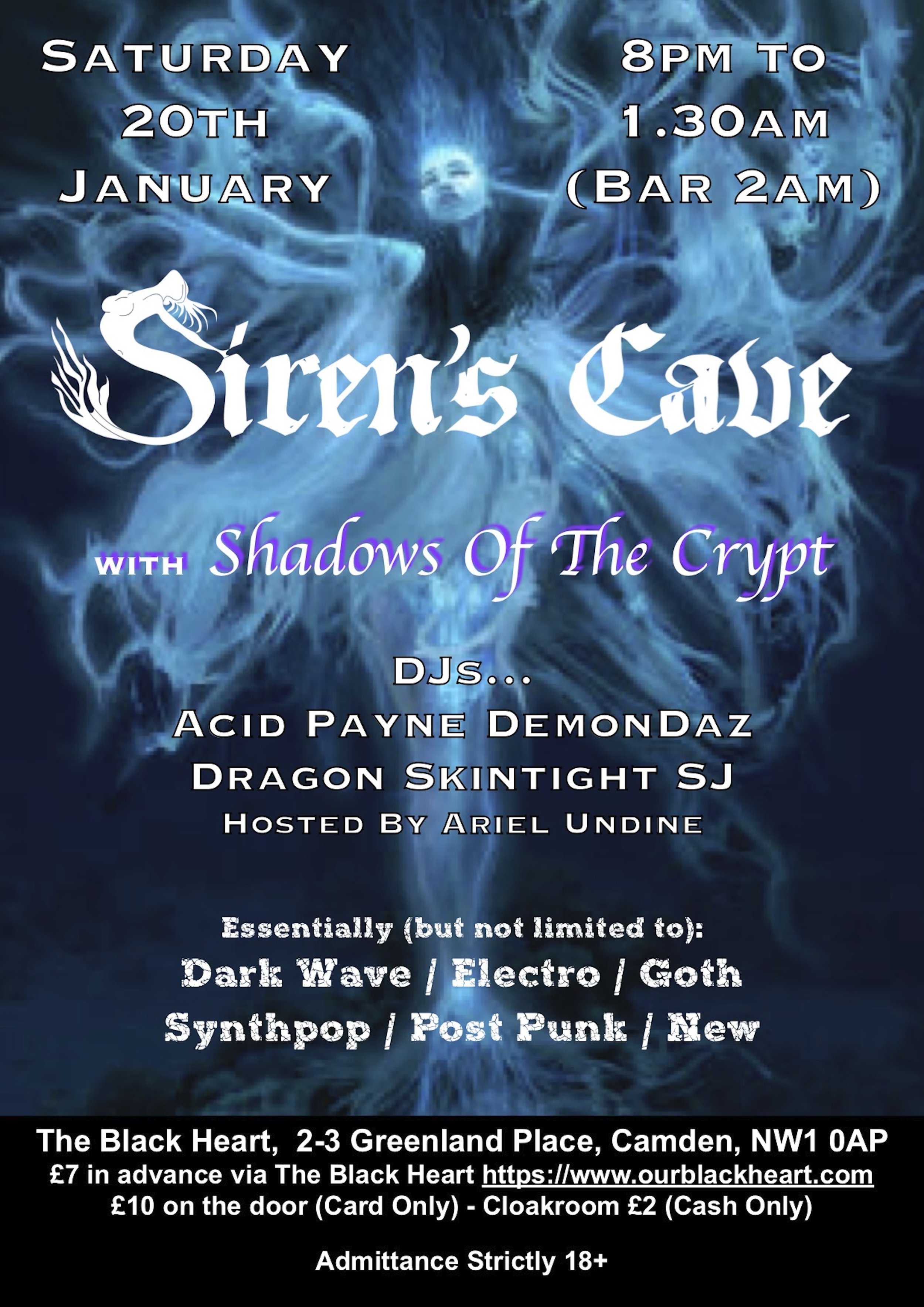 SIREN'S CAVE (CLUBNIGHT) — Our Black Heart
